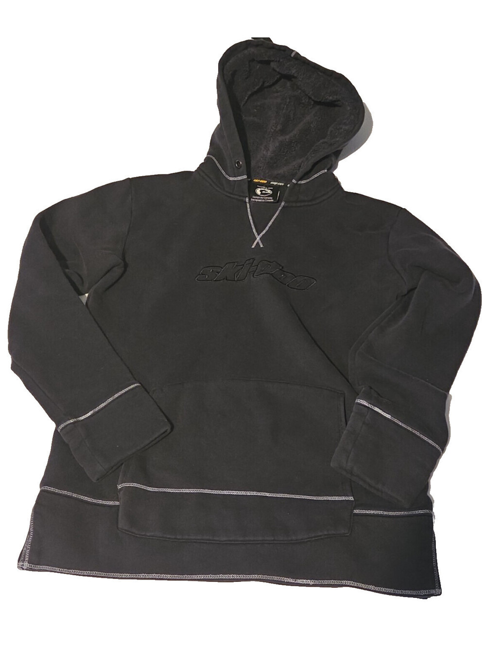 SkiDoo BRP Pullover Hoodie Mens M Black Embroidered Logo Lined Hood 80/20 Cotton